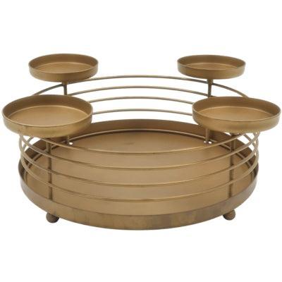 H&S Collection kaarsenhouder advent goudkleurig 32 cm | 2 stuks