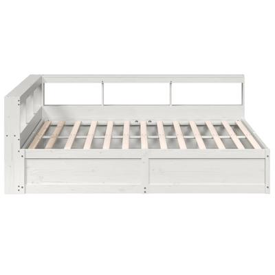Bed met boekenkast zonder matras grenenhout wit 200x200 cm - thumbnail