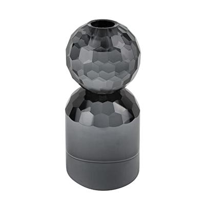 present time - Kandelaar Crystal Art - Rond Zwart - 7x7x14,3cm