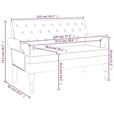 Bankje met rugleuning 120x62x75,5 cm stof lichtgrijs