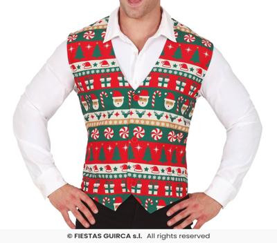 Kerst Gilet Heren Candy Cane