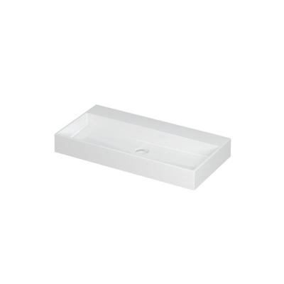 INK United Wastafel Porselein Zonder Kraangat incl. Porseleinen Click Plug en Verborgen Overloop Systeem - 900x450x110 mm - Glans Wit