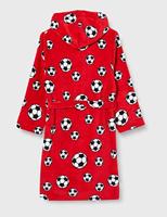 Kinderbadjassen met print-Voetbal rood-158/164 - thumbnail