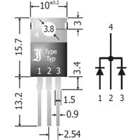 Diotec SBCT2040 Schottky diode array gelijkrichter 20 A SIP-3 Array - 1 paar gemeenschappelijke kathode - thumbnail