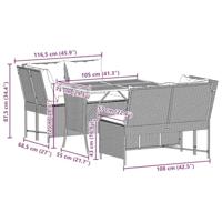 3-delige Loungeset met kussens poly rattan beige - thumbnail