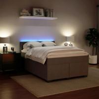 Boxspring met matras fluweel lichtgrijs 140x190 cm - thumbnail