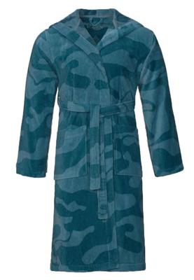 Heren badjassen camouflage-petrol-s