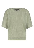 Tramontana Crinkled Top Button Detail E02-19-401 T-shirt Korte Mouw 006156-aloemelange - thumbnail