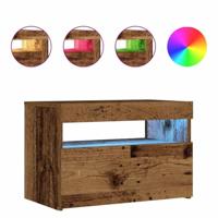 Nachtkastje met LED 60x35x40 cm bewerkt hout oud hout - thumbnail
