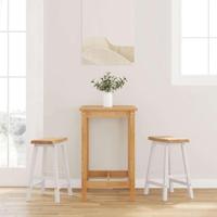 Barkrukken 2 stuks Wit Massief Hout Rubber - thumbnail