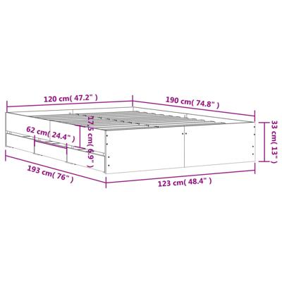 Bedframe met lades bewerkt hout sonoma eikenkleurig 120x190 cm
