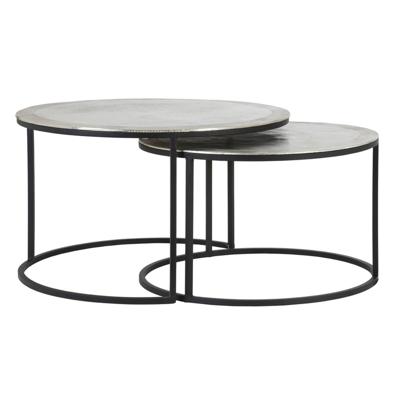 Light & Living Salontafel 'Talca' Set van 2 stuks, 67/75cm, kleur Nikkel