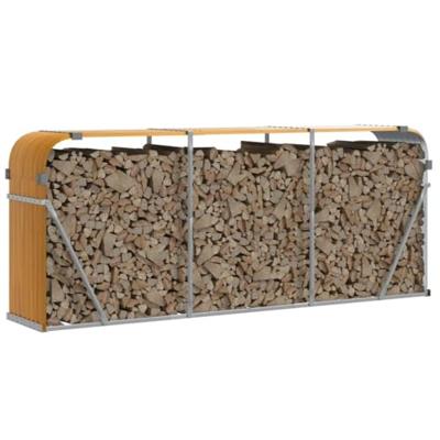 VidaXL Haardhoutopslag 234x45x100 cm gegalvaniseerd staal houtlook