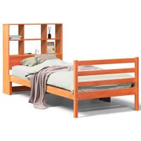 Bed met boekenkast zonder matras massief hout wasbruin 75x190cm - thumbnail