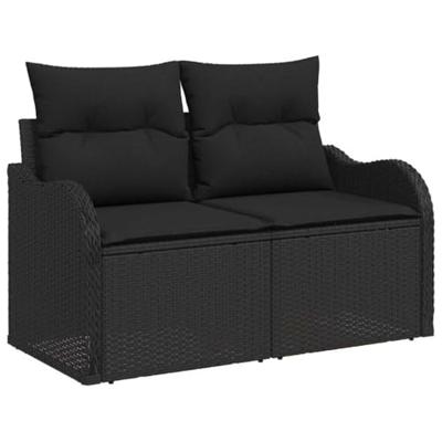 Tuinbankenset met opslag 8 pcs Zwart poly rattan