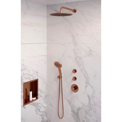 Inbouw Regendouche Set Brauer Copper Edition Gebogen Wanduitloop Ronde Hoofddouche 30 cm Met Twee Stopkranen en Handdouche 3 Standen Koper Brauer