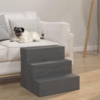 Huisdierentrap 40x37,5x35 cm massief grenenhout grijs - thumbnail