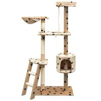 VidaXL Kattenkrabpaal met sisal krabpalen 150 cm pootafdrukken beige - thumbnail