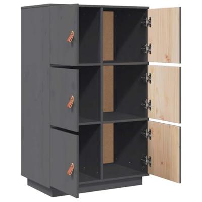 Hoge kast 67x40x108,5 cm massief grenenhout grijs