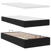 Ottoman bed met matras 80x200cm fluweel zwart - thumbnail