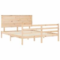 Bedframe met hoofdbord massief hout 160x200 cm - thumbnail