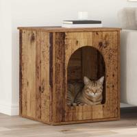 Kattenhuis Oudhout 53 x 52 x 62 cm Bewerkt hout - thumbnail