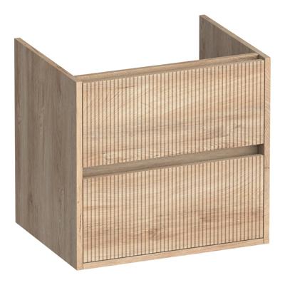 Brauer Adore Wavy - Onderkast - 60 cm - met 2 Softclose Lades Greeploos en 1 Sifon Uitsparing - Forest Wheat