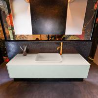 Badkamermeubelset Mondiaz Erin 150 cm met 1 Lade met RIDGE Wastafel Midden Linen met 1 kraangat Greeploos Mat Greey - thumbnail