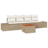 Tuinbankenset met opslag 5 pcs Beige en Crème poly rattan - thumbnail
