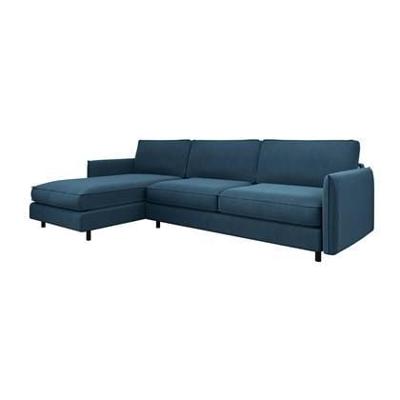 Slaapbank links hoekmatras blauw grijs weef 140cm