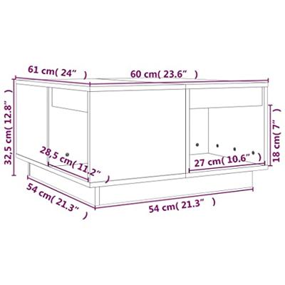 Salontafel 60x61x32,5 cm massief grenenhout