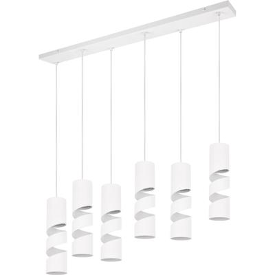 Moderne LED Hanglamp - 6-lichts - GU10 Fitting - Mat Wit Metaal - IP20