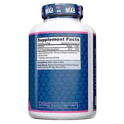 Vitamin E 400IU Haya Labs 100softgels