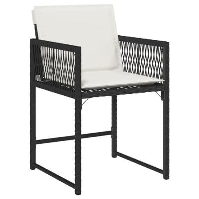 7-delige Tuinset met kussens poly rattan zwart