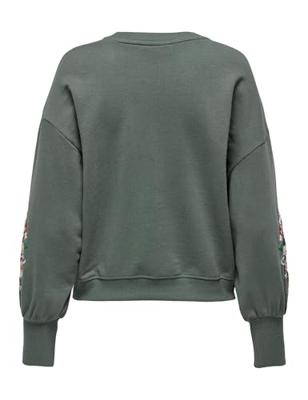 Only Onlbrooke L/s O-neck Flower Swt Noos Sweater Balsam Green