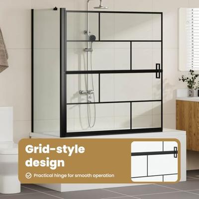 VidaXL Bad douchescreen zwart en transparant 116 x 68 x 128 cm