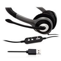 V7 HU521 Deluxe USB Stereo Hoofdtelefoon met Microfoon Zwart/Grijs - thumbnail