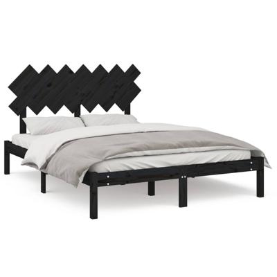 Bedframe massief hout zwart 140x190 cm