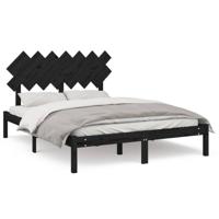 Bedframe massief hout zwart 140x190 cm - thumbnail