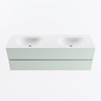 MONDIAZ VICA 150cm badmeubel onderkast Greey 2 lades. Wastafel MOON dubbel zonder kraangat, kleur Talc. - thumbnail