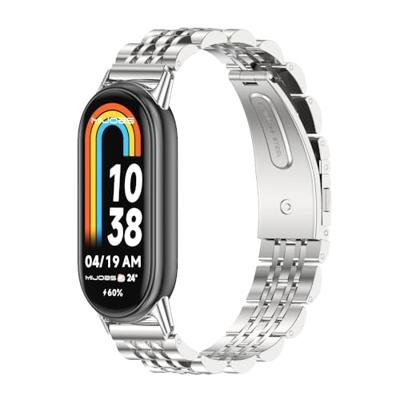 By Qubix - Stalen schakelbandje - Zilver - Compatible met Xiaomi Smart Band 8 & 9 - Compatible Xiaomi bandje
