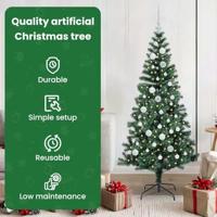 VidaXL Kunstmatig voorverlicht kerstboom groen 150 cm pvc en metaal - thumbnail