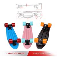 Skateboard Retro 57 cm Zwart-Oranje - thumbnail