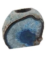 Waxinelichthouder Edelsteen Agaat Blauw 1 kg (ca 8-9 cm hoog) - thumbnail