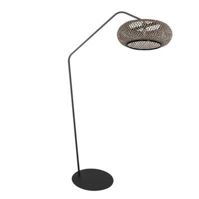 Steinhauer BooglampZigZag met zwart en rotan kap - 4510ZW