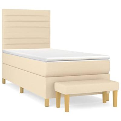 Boxspring met matras stof crèmekleurig 80x200 cm