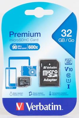 Verbatim MICRO SDHC 32GB CL 10 ADAP microSDHC-kaart 32 GB Class 10 Incl. SD-adapter Verbatim MICRO SDHC 32GB CL 10 ADAP microSDHC-kaart 32 GB Class 10 Incl. SD-adapter