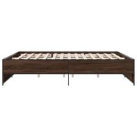 Bedframe bewerkt hout metaal bruin eikenkleur 200x200 cm - thumbnail