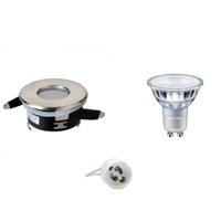 GU10 Inbouwspot Set - Mat Chroom - Inbouw Rond - Waterdicht IP65 - Philips - MASTER 927 36D VLE - DimTone Dimbaar - Aigi - 3.7W - Warm Wit 2200K-2700K - Ø82mm - thumbnail