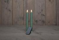 2Pcs Jade Groen Rustiek Wax Diner Kaars 23Cm Bew. Vlam Met Afstands Bediening 2Xaa Anna's Collection - Annas collection - thumbnail